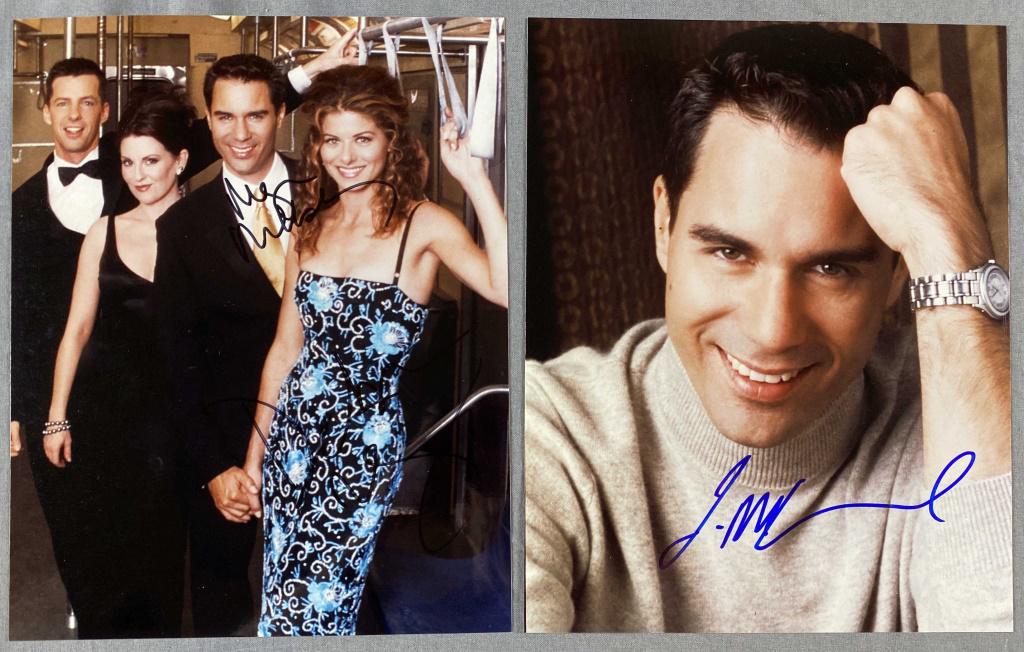 2 Autographed "Will & Grace" Autographed Photos: Two 8"x10" color photos the first autographed by Megan Mullally and Debra Messing and the second by Eric McCormack. This group of autographs comes from a reputable collector but we have not had them a