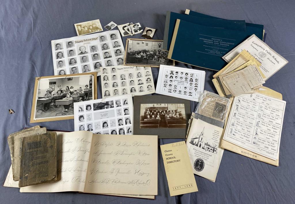 Collection of Vintage School Photos and Ephemera: Collection of Vintage School Photos and Ephemera