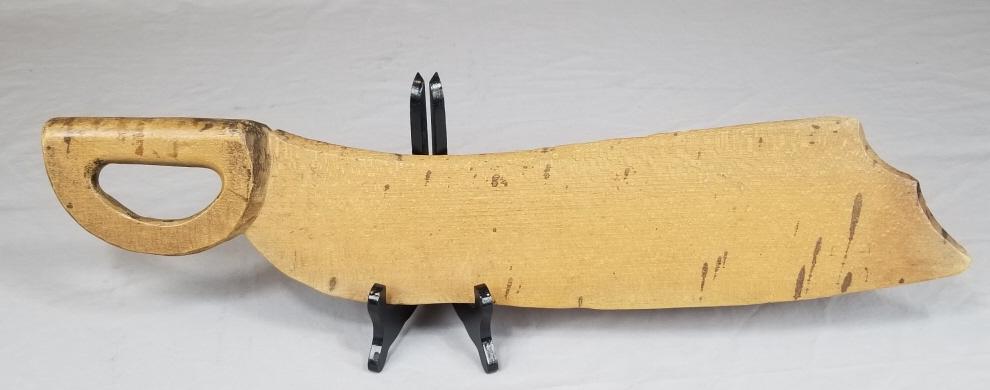 Mid 19th C. Beech Wood Flax Knife: Mid 19th C. Beech Wood Flax Knife, 24 ½” X 5” H. X 1” Wide, Sword Form. SHIPPING: Shipping Handled In-House by Epic