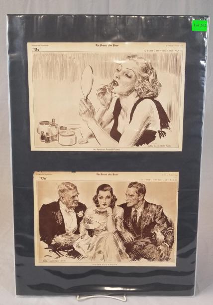 1936 Clipped Illustrations James Montgomery Flagg: 2-1936 Clipped Illustrations By James Montgomery Flagg (1877-1960) From Rotogravure Supplements To The Detroit Free Press, Both Are 16”X10 ½” H. SHIPPING: Shipping Handled In-House by