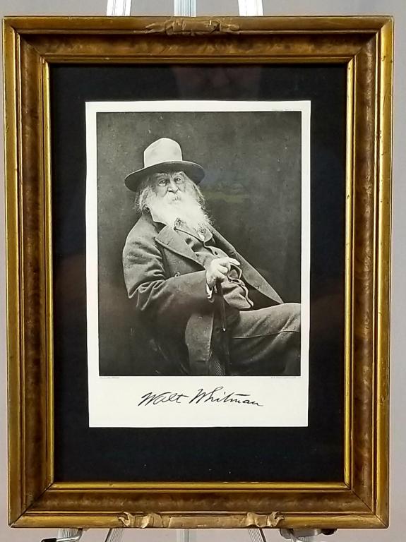 C/1910 Photogravure Of Walt Whitman (The Poet): C/1910 Photogravure Of Walt Whitman (The Poet) With Facsimile Signature In A Gilt Frame 12”X16 ½” H. SHIPPING: Shipping Handled In-House by Epic