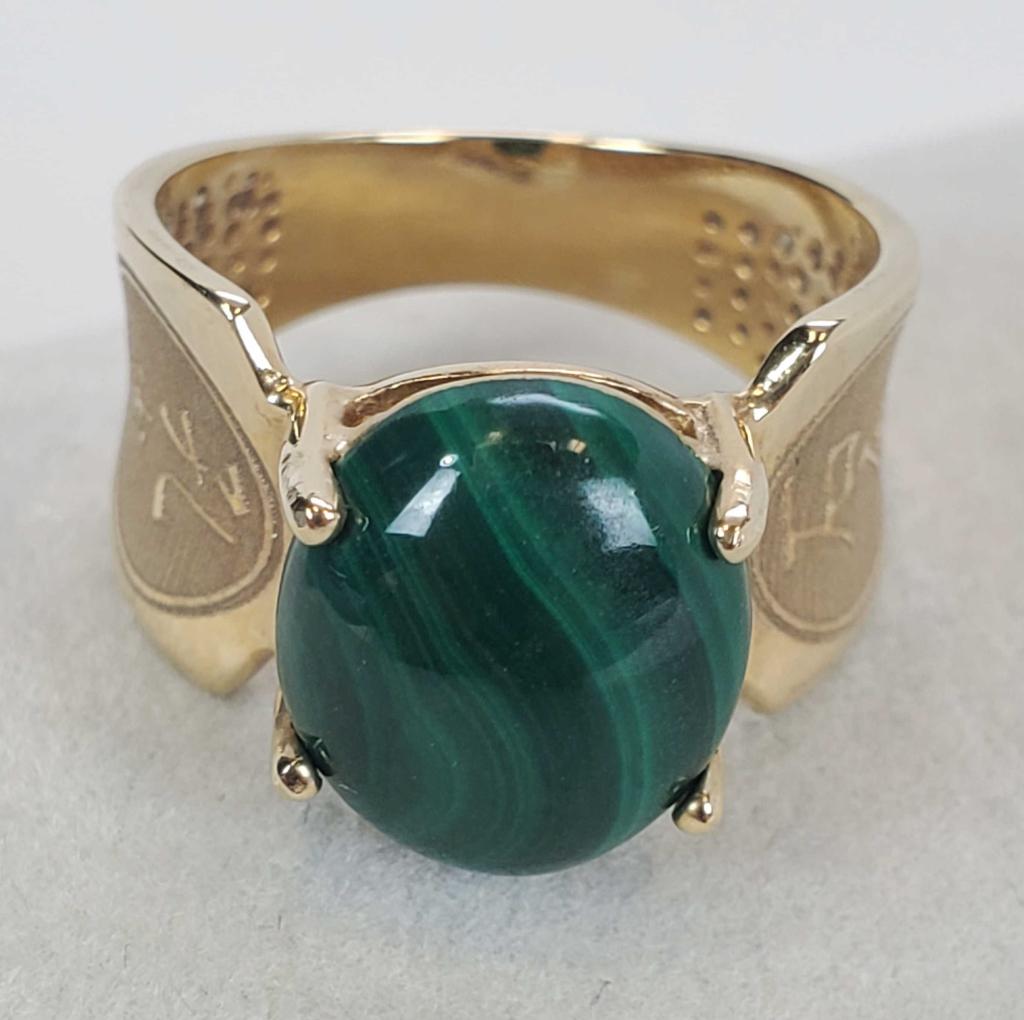 10KTYG Malachite Women's Ring Size 6 (1 of 4)