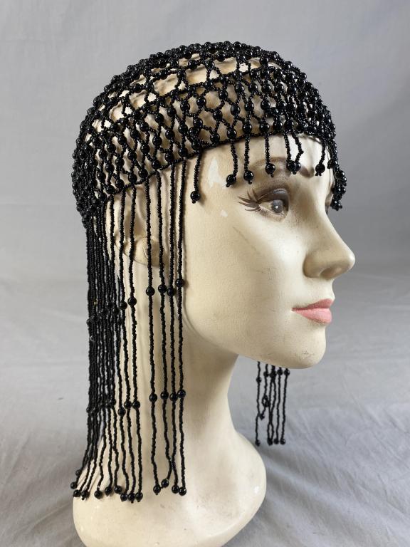 1920s Style Black Beaded Flapper Headpiece (1 of 4)