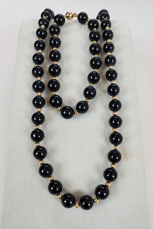 Onyx & 14KTYG Beaded Necklace With Bracelet (1 of 6)