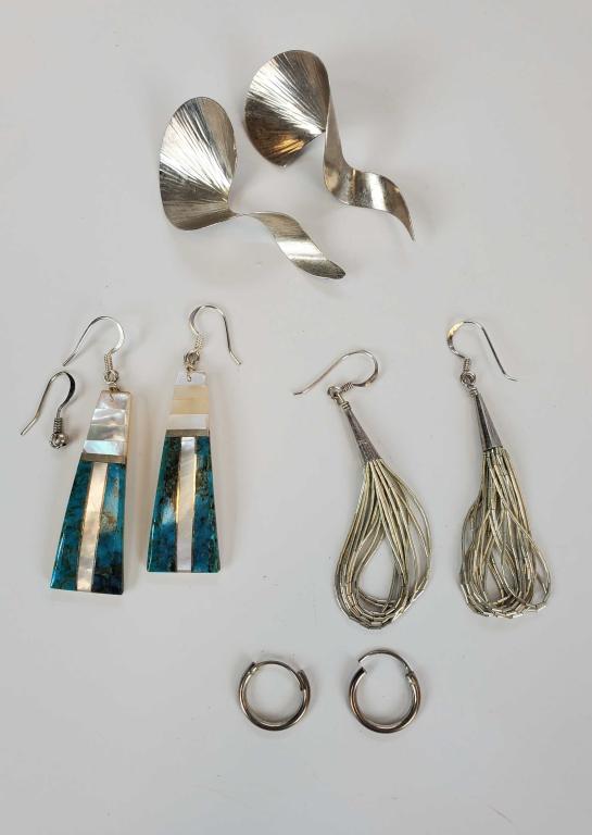 Women's Earrings Lot Of 4 Sterling? (1 of 6)