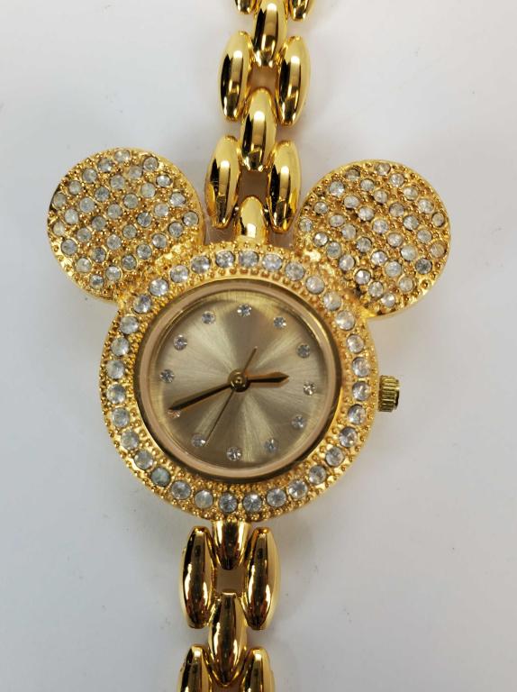 Micky Mouse Watch Gold Tone With Rhinestones (1 of 4)