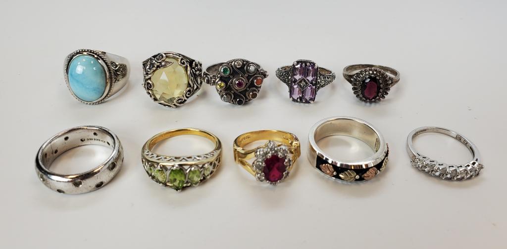 Sterling Silver Rings Lot Of 10 (1 of 11)