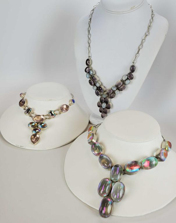 Women's Sterling Silver Necklaces Lot Of 3 (1 of 8)