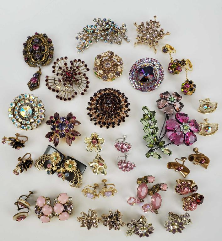 Vintage Red/Pink Rhinestone Large Lot Of 27 (1 of 8)