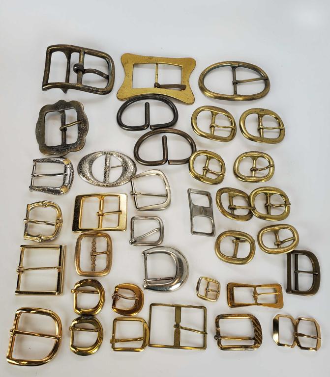 Huge Lot Of Vintage Belt Buckles: A great collection of different belt buckles. 35+. Some are brass and mix metal.