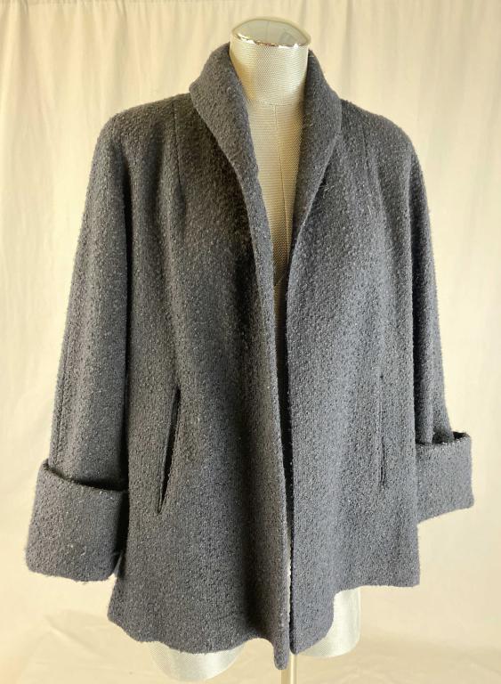 1950s Black Wool Boucle Swing Coat (1 of 3)