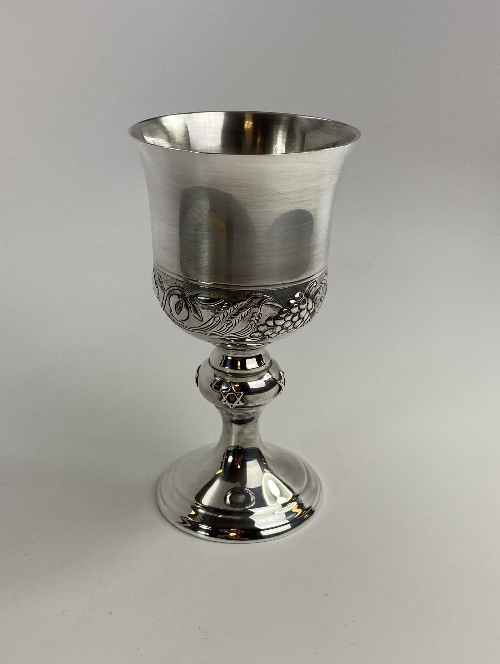 Tiffany & Co. Sterling Silver Kiddush Cup: Midcentury sterling silver Kiddush cup from Tiffany & Co. it measures approximately 6" tall and weighs 203 grams. Marked as shown.