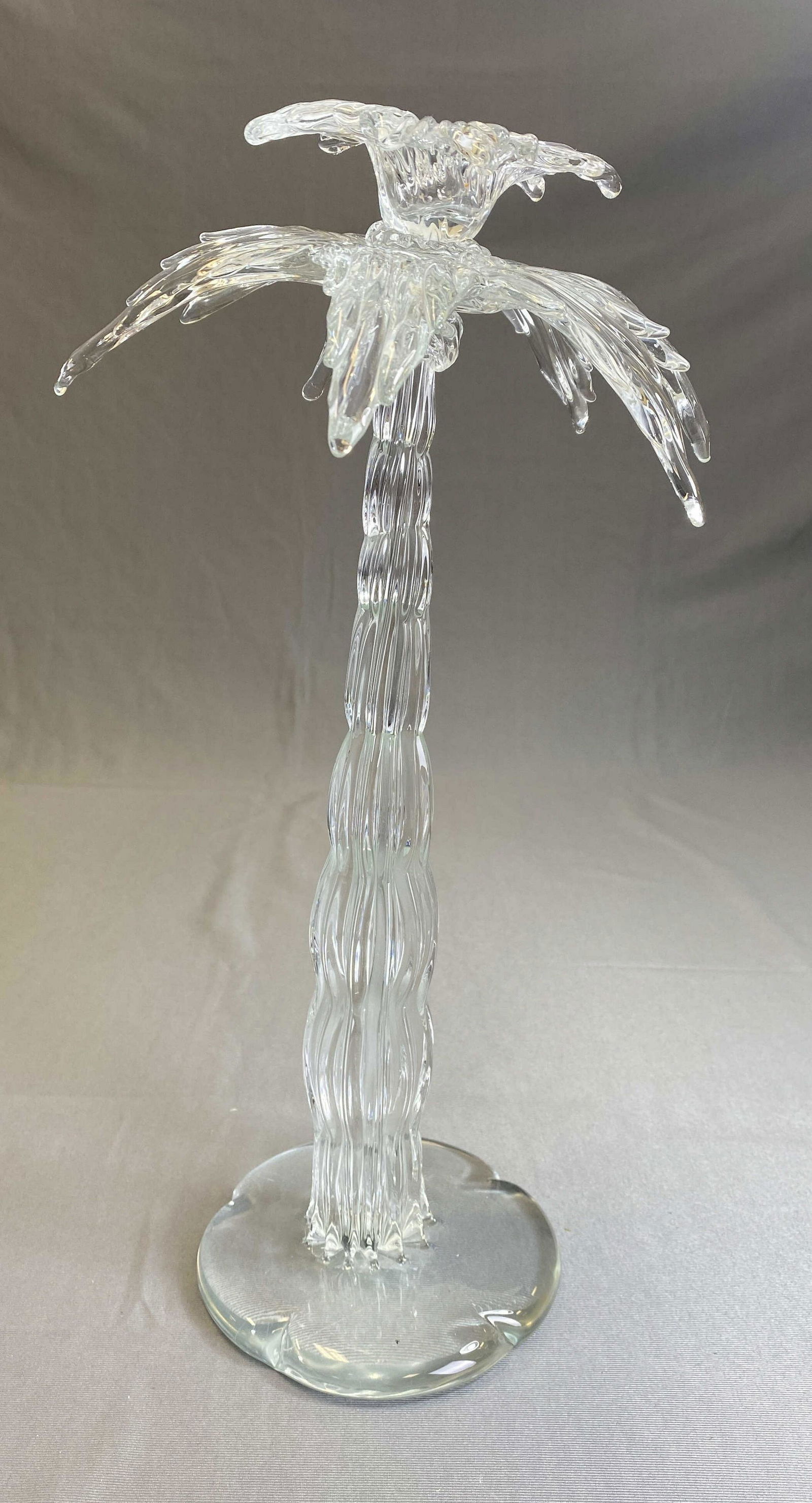 Arte Murano ICET Art Glass Palm Tree Candlestick: Height 17".