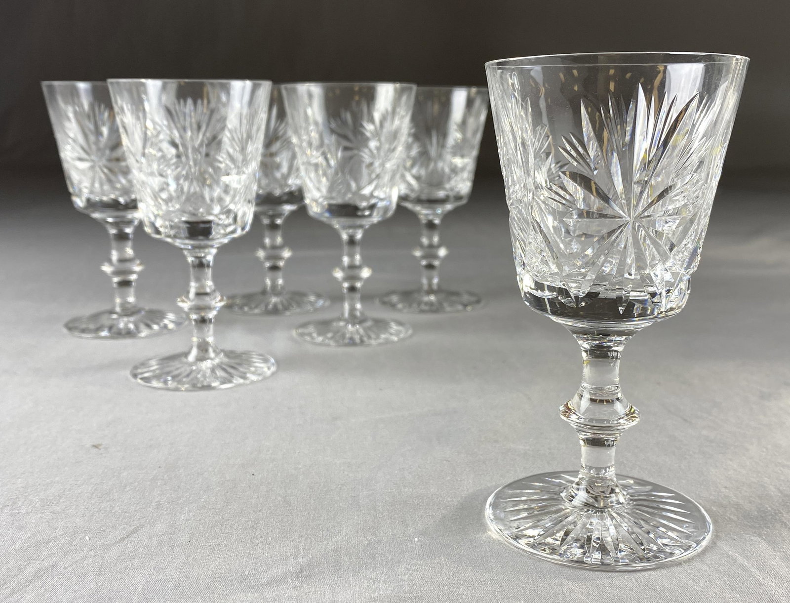 6 Edingurgh Crystal Port Glasses Star of Edinburgh: A set of 6 port wine glasses from Edinburgh Crystal in the Star of Edinburgh pattern. Signed on bottom. 4 5/8" tall.