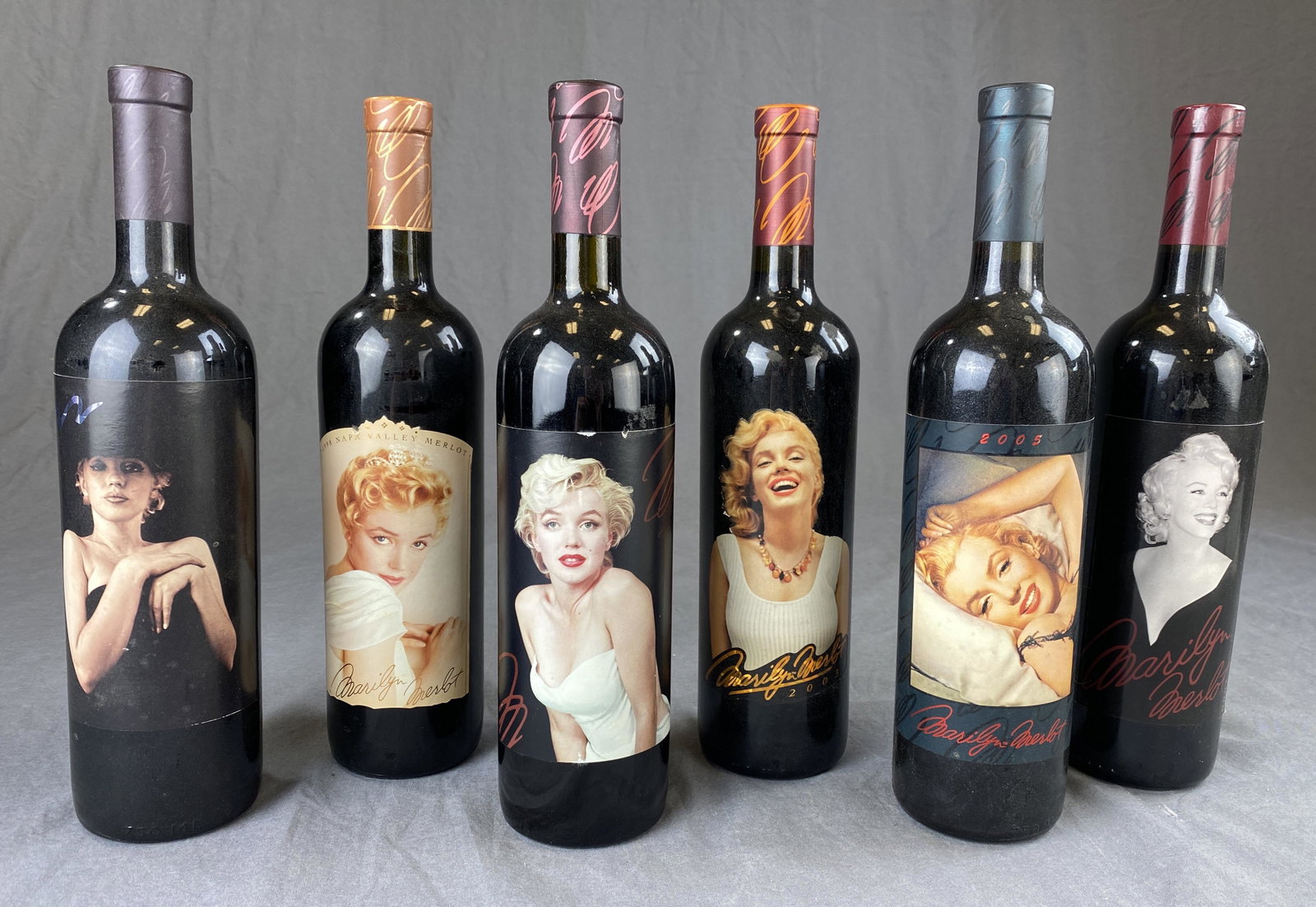 Marilyn Merlot 6 Sealed Bottles, Nova Wines: (6) 750ml sealed bottles of Marilyn Merlot from Nova Wines of Napa Valley. Includes the years 1996, 1998, 2000, 2003, 2005 and 2006. Due to shipping regulations, this item can not be shipped and must 