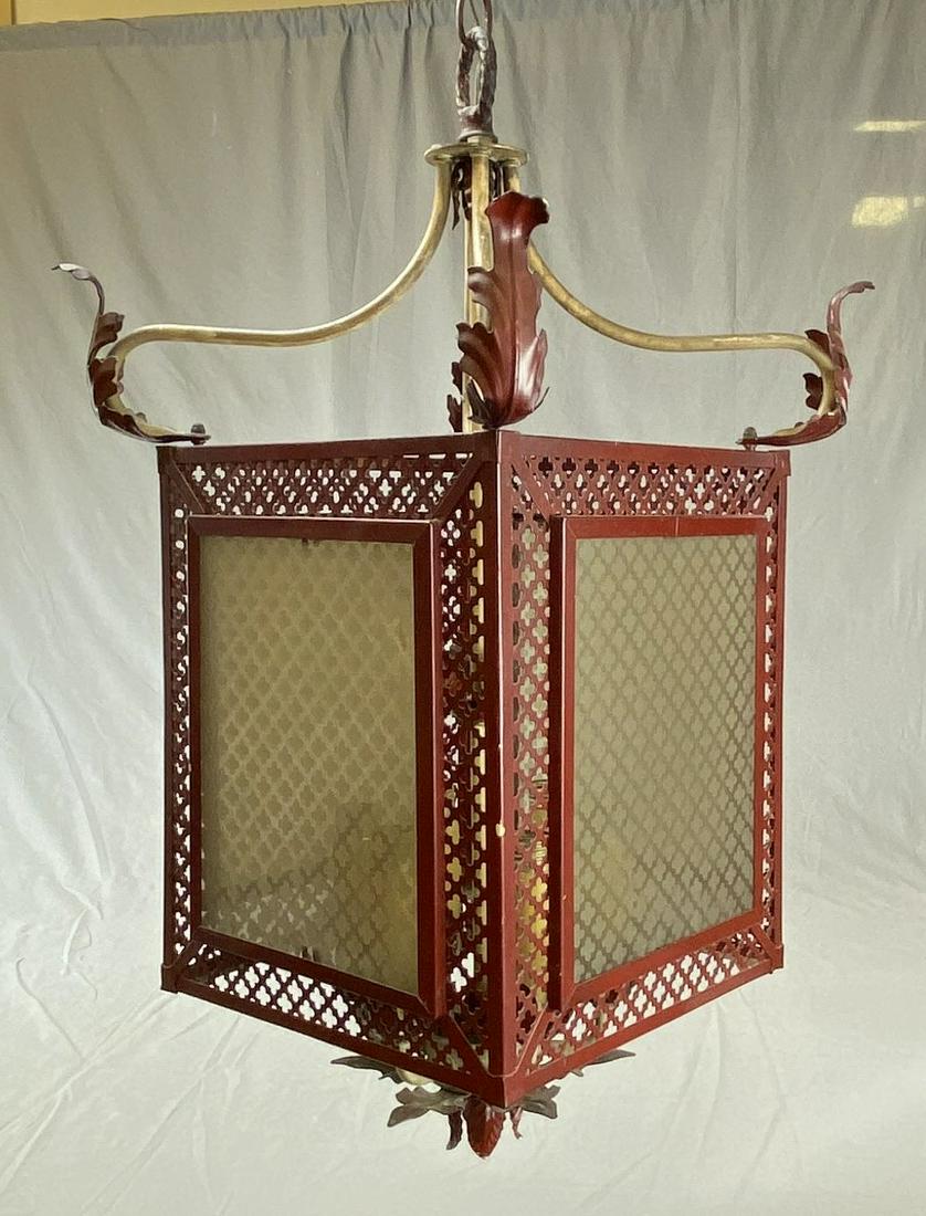 Art Deco Chinoiserie Wrought Iron Tole Lantern (1 of 10)