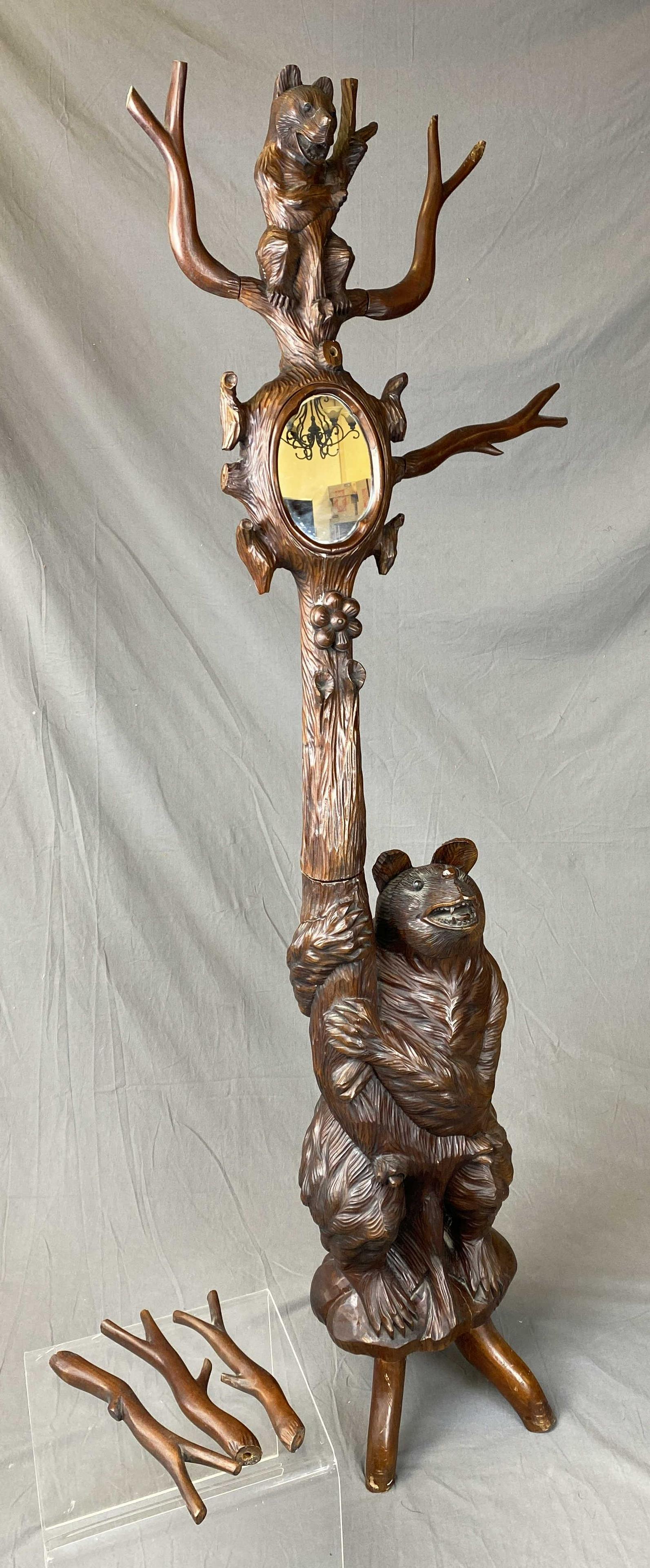Black Forest Carved Wooden Bear Hall Tree (1 of 15)