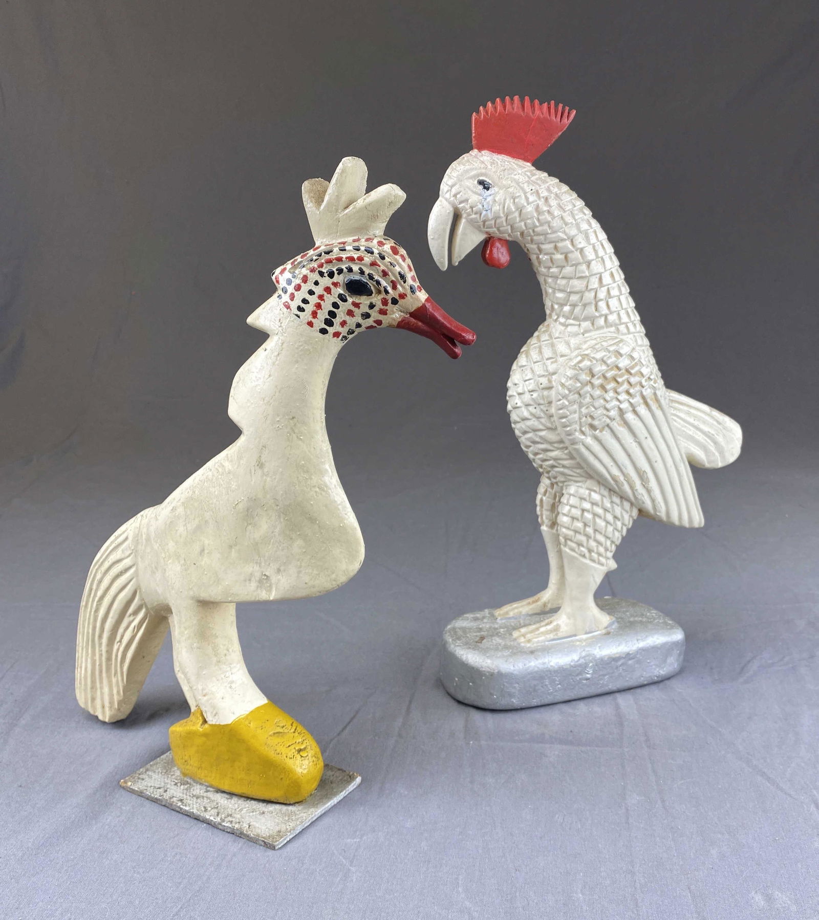 2 Folk Art Early 20th C. Rooster Wood Carvings (1 of 7)