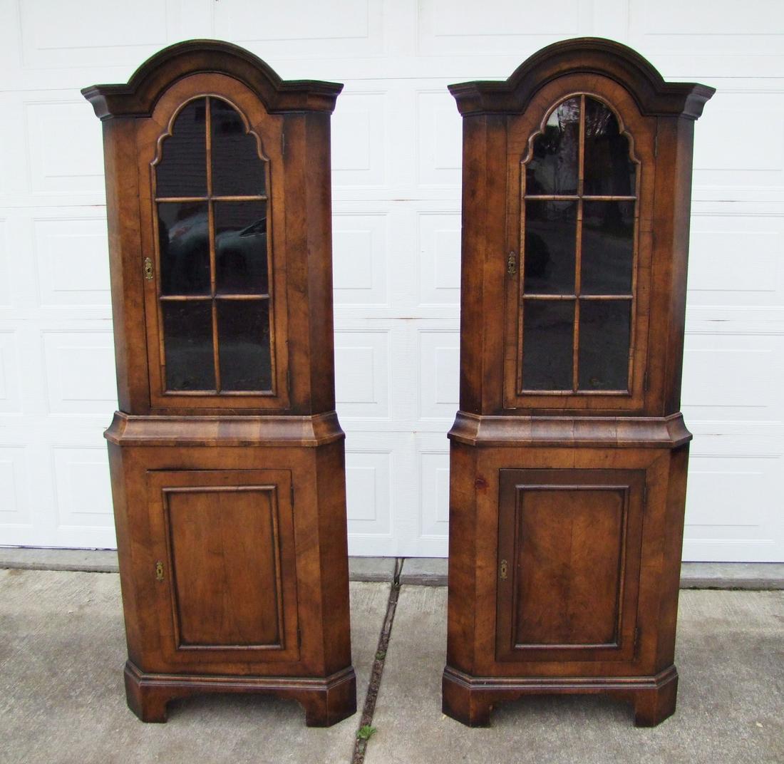 1900 Pair of Dutch Petite Walnut Corner Cabinets (1 of 14)