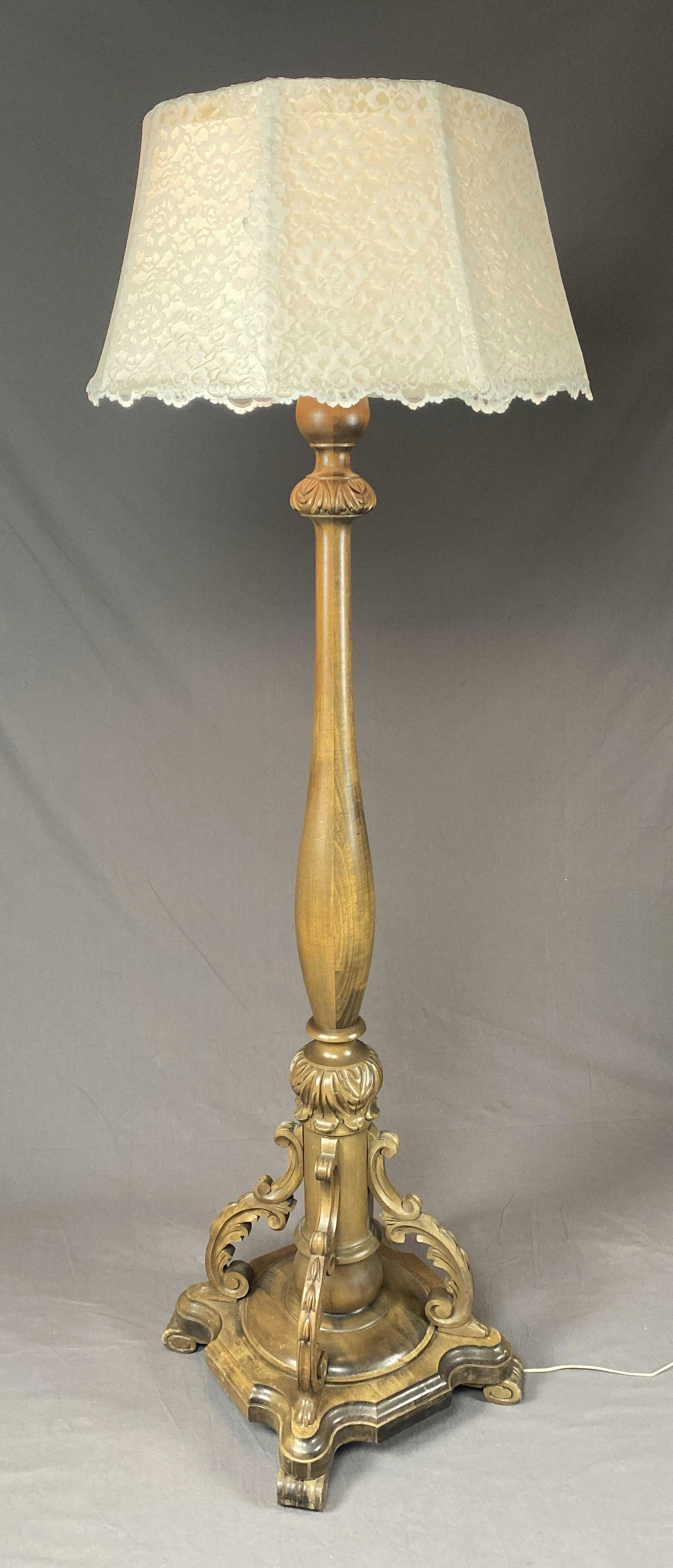 Early 20th C. Grand Scale Carved Wooden Floor Lamp (1 of 6)