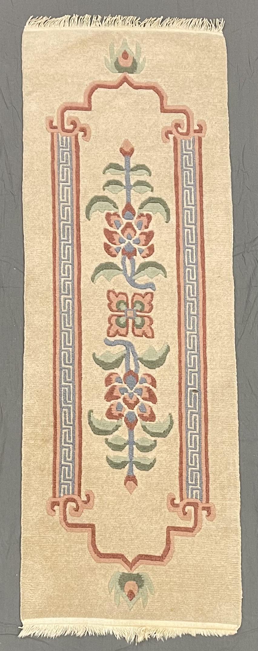 Vintage Chinese Floral Wool Runner Rug 6'1" x 2' (1 of 7)