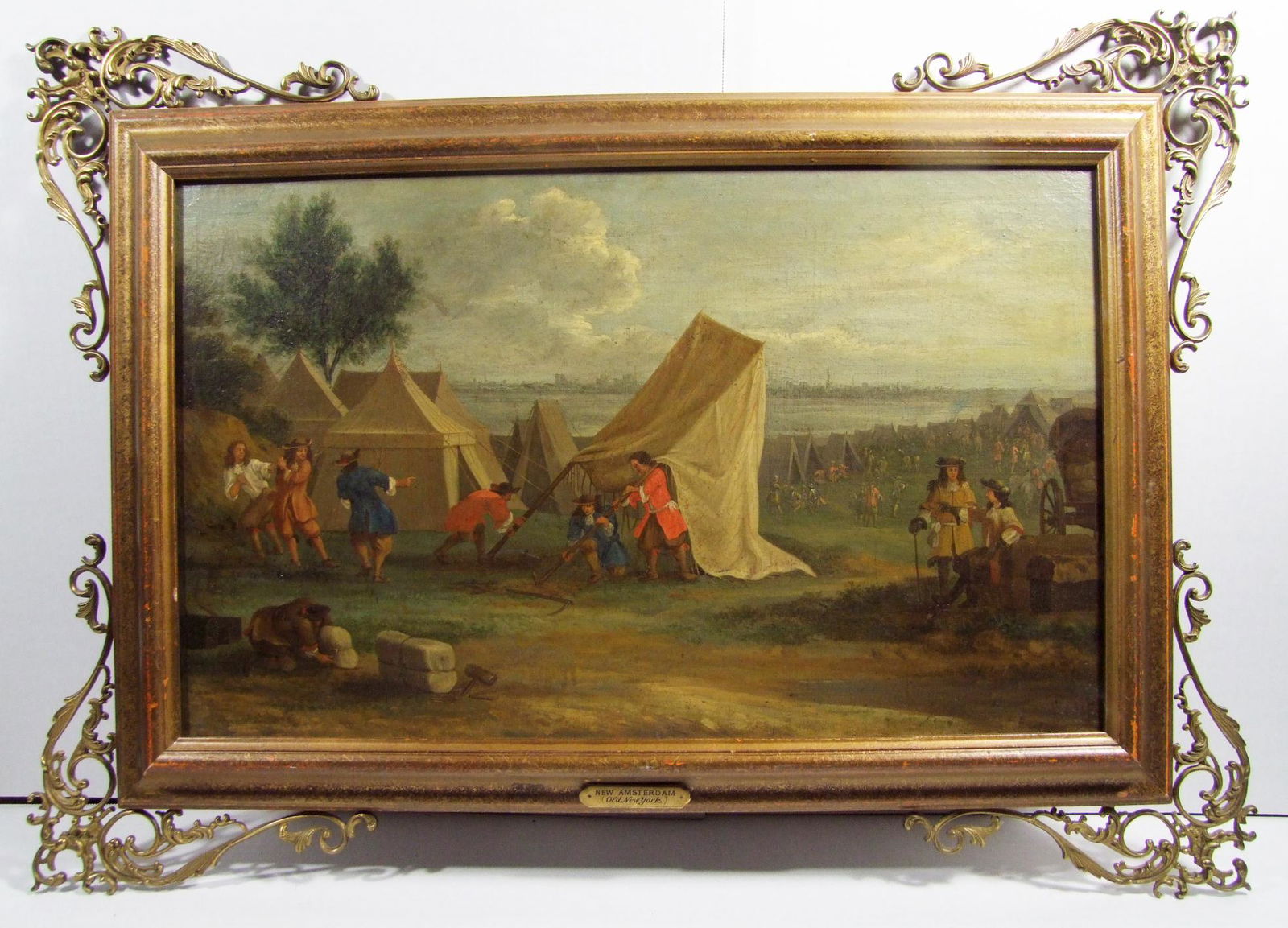 19th C. Oil on Canvas New Amsterdam, Old New York (1 of 5)