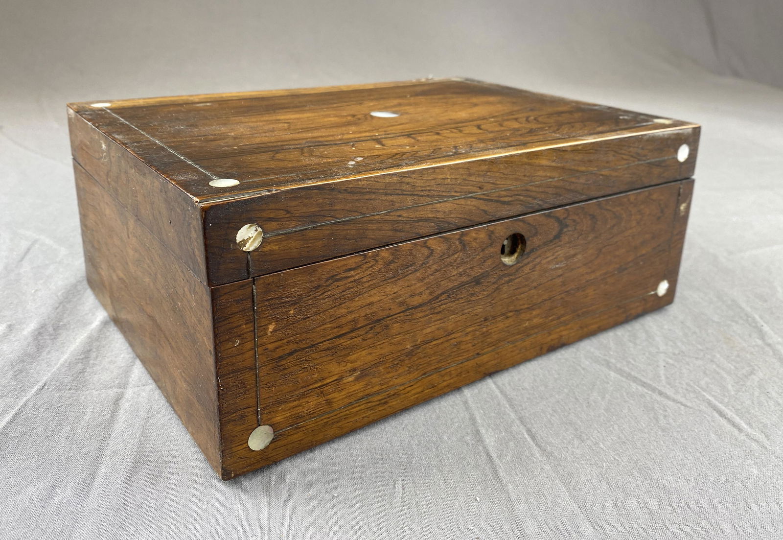 English Regency Rosewood Sewing Box Pearl Inlay (1 of 11)