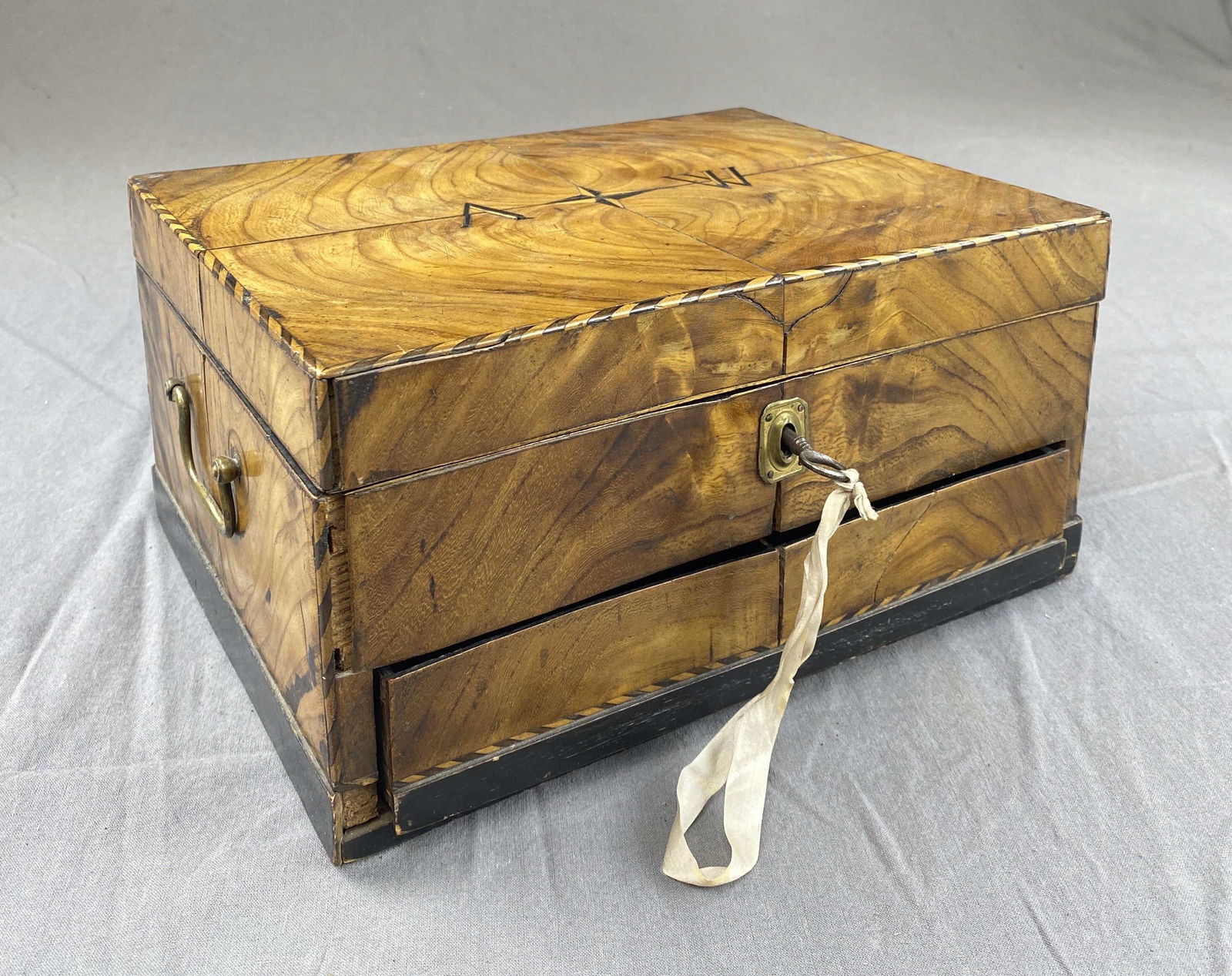 Early German Monogram Inlay Sewing Box (1 of 13)