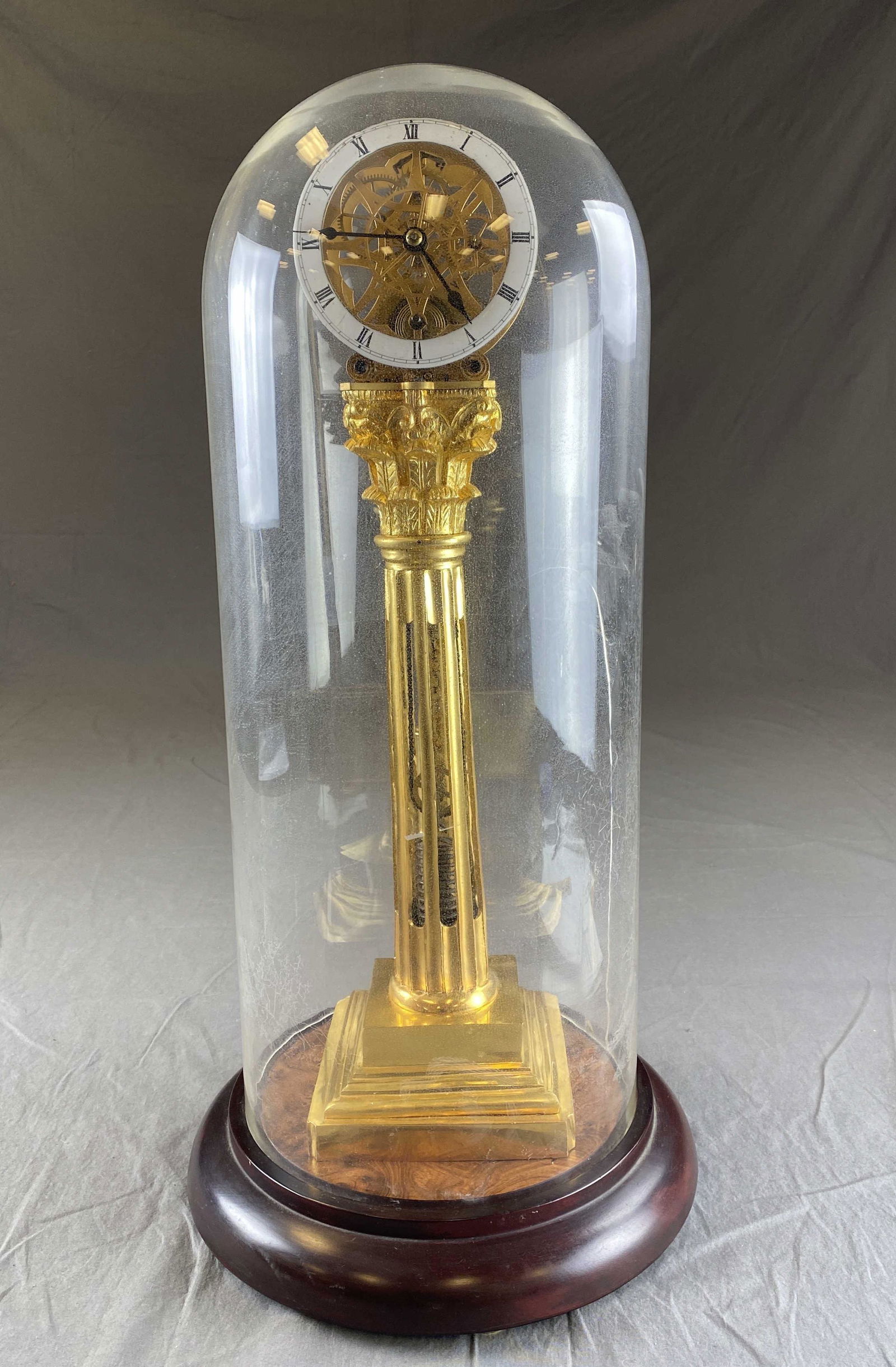 Gilt Brass Skeleton Clock with Dome (1 of 12)