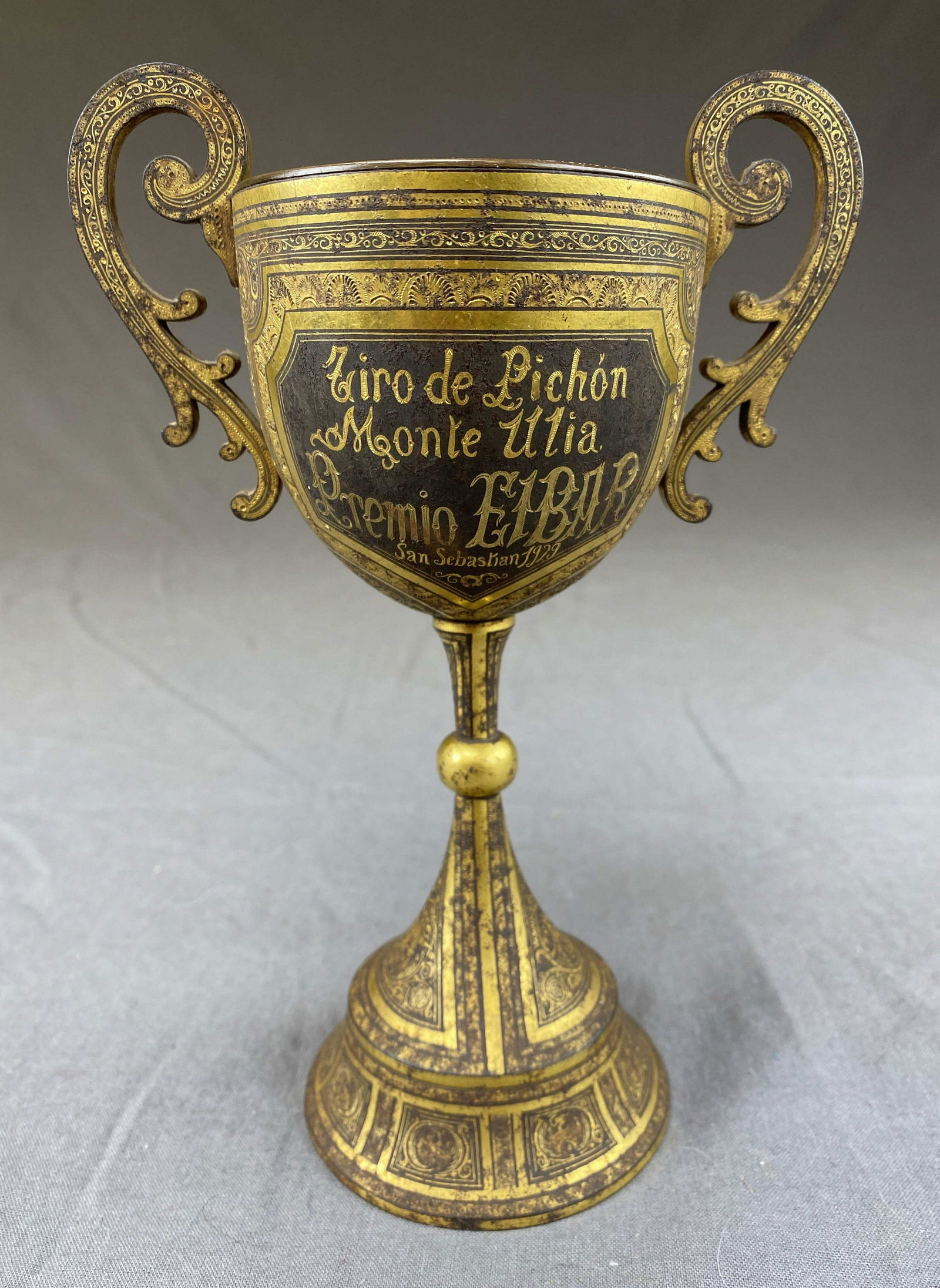 Engraved Gilt Metal Cup Trophy 1929 San Sebastian (1 of 6)
