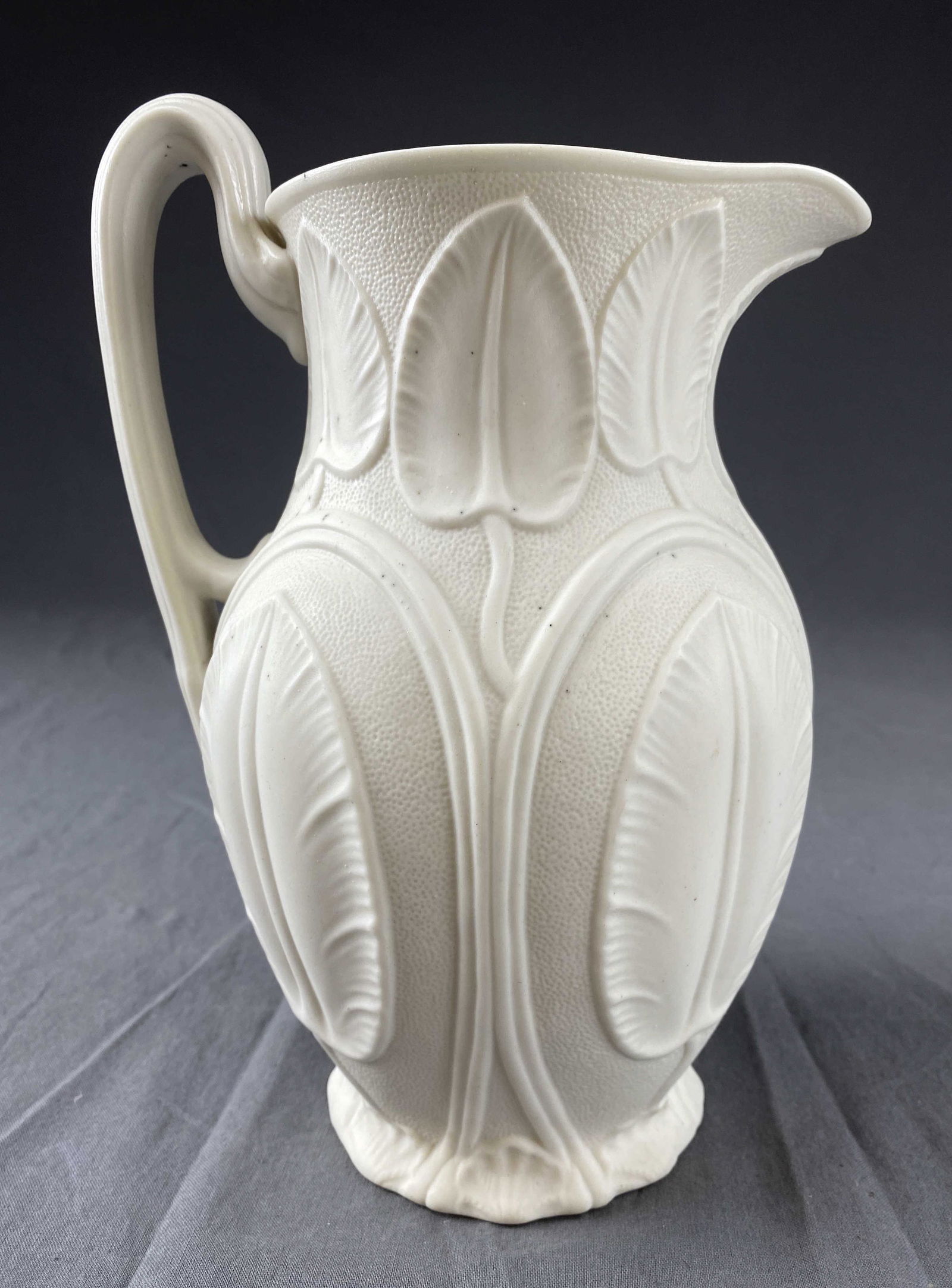 Parian Lily Pad Salt Glaze Pitcher England C.1857 (1 of 6)