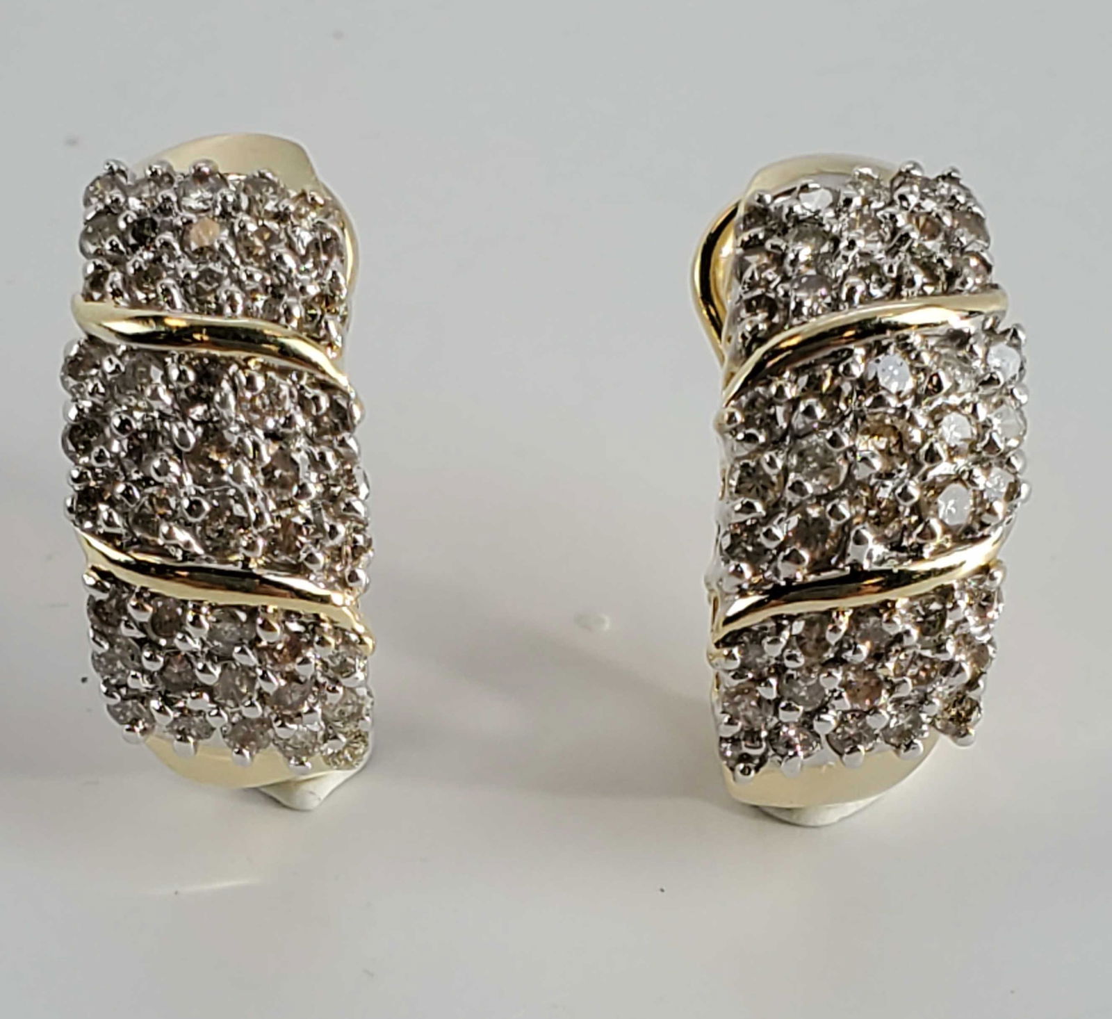14KTYG Diamond Pierced Earrings 9.35 Gmtw (1 of 6)
