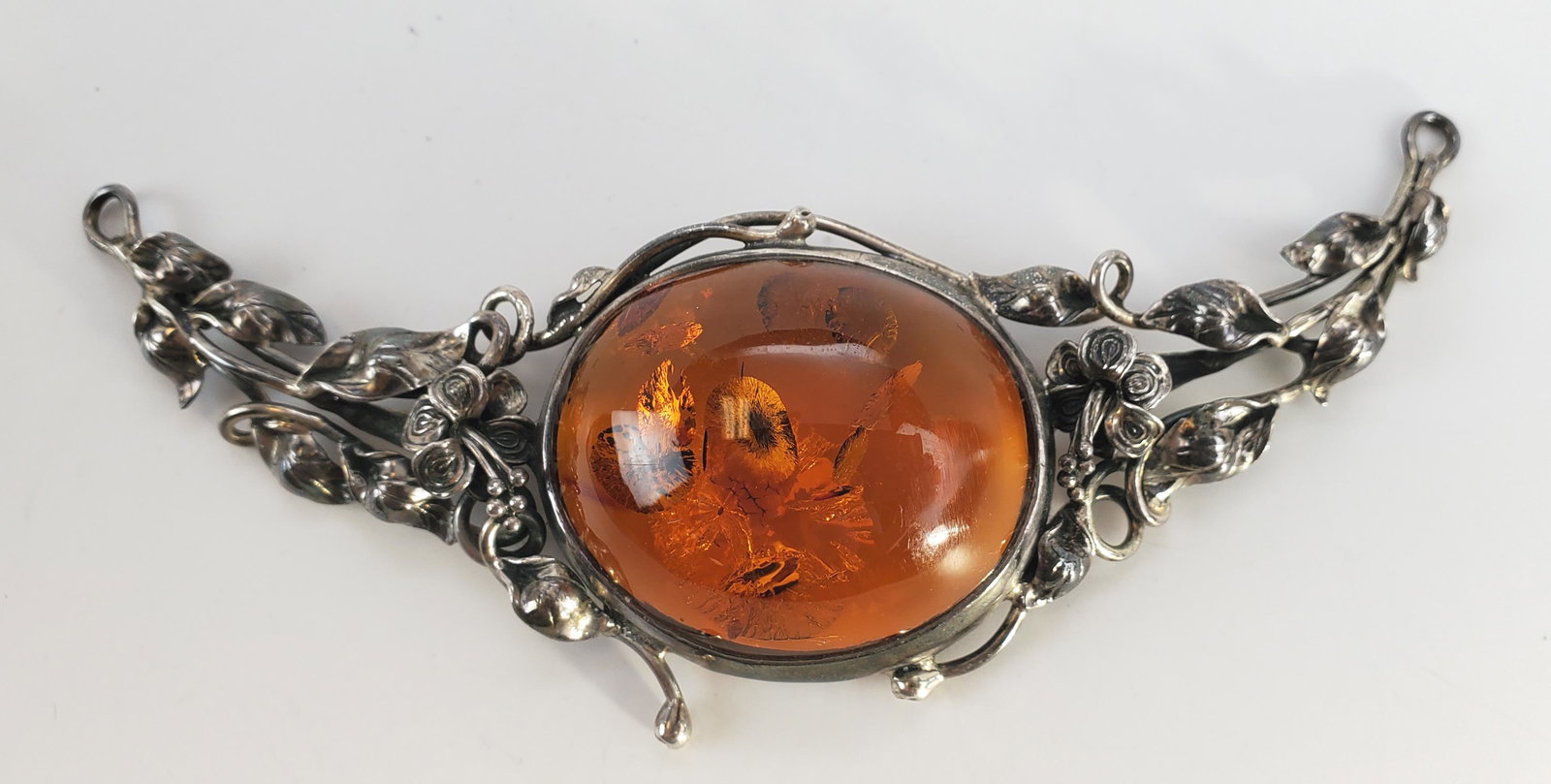 Antique Sterling Silver And Amber Pendant (1 of 6)