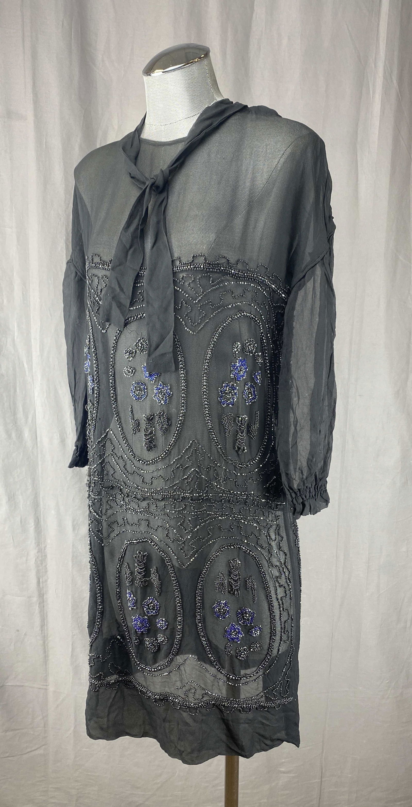Circa 1920s Beaded Silk Chiffon Dress (1 of 10)