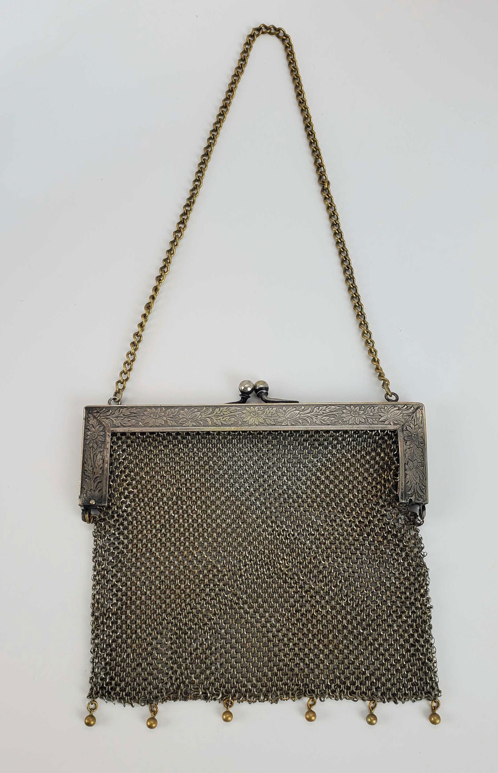 Art Nouveau German Silver Mesh Purse (1 of 8)