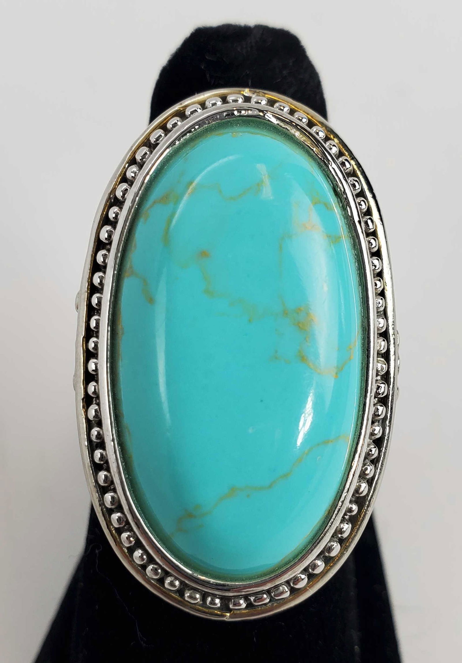 Large Statement Turquoise/Sterling Size 7 Ring (1 of 6)
