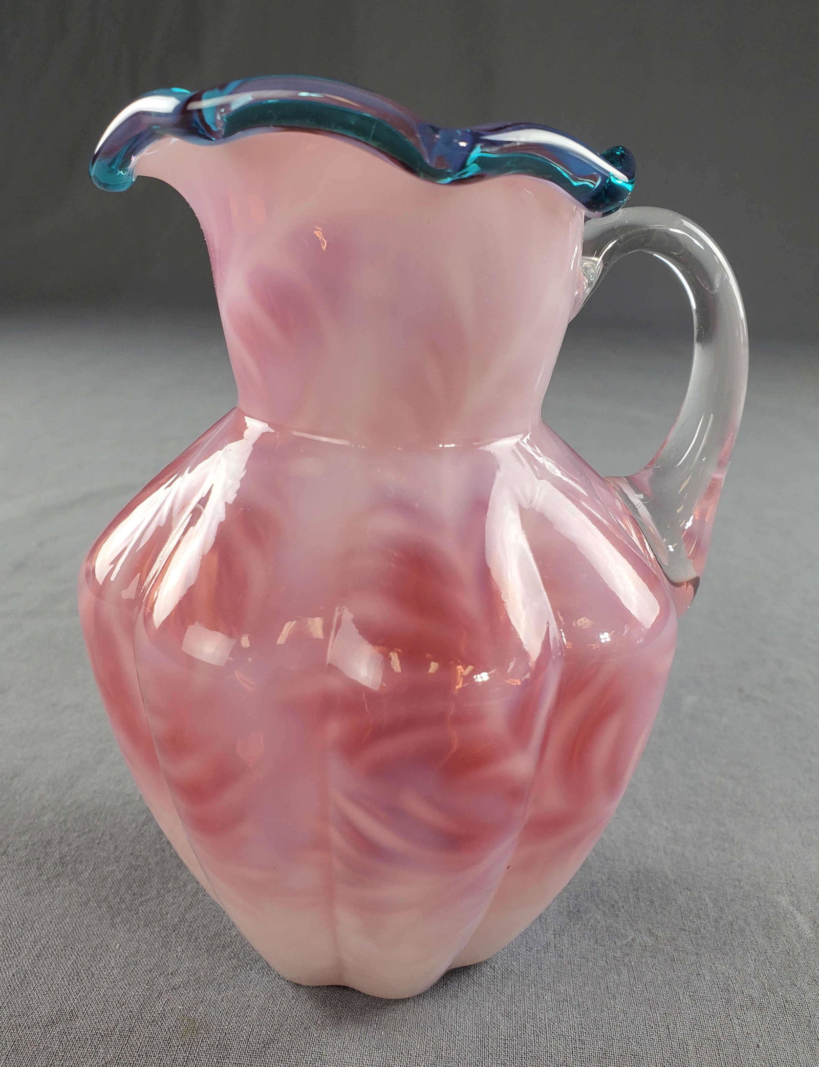 Vintage Fenton Glass Cranberry Fern Pitcher (1 of 5)