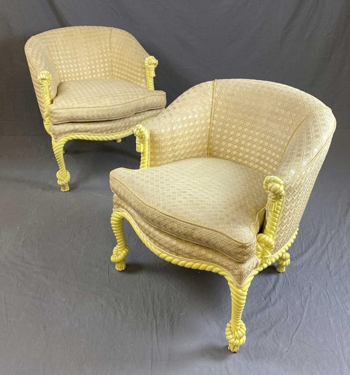 Pair Rope & Tassel Hollywood Regency Chairs II (1 of 7)