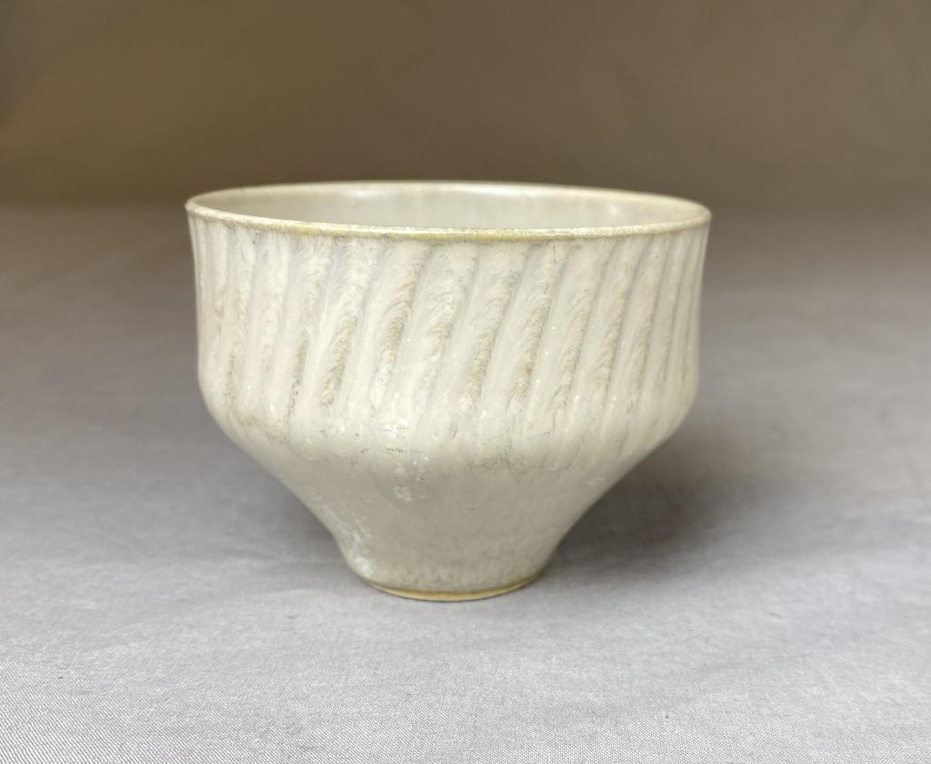 Eva Staehr Nielsen Pottery Bowl for Saxbo Denmark: Saxbo mini bowl in the "Hare's Fur" glaze by Eva Staehr Nielsen, Denmark. Incised mark on base. Height 2-1/8" Diameter 2-7/8" Shipping: In-House Shipping Offered