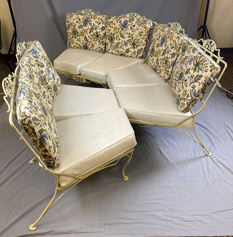 Large 3 Pc Woodard Daisy Iron Sectional Sofa (1 of 13)