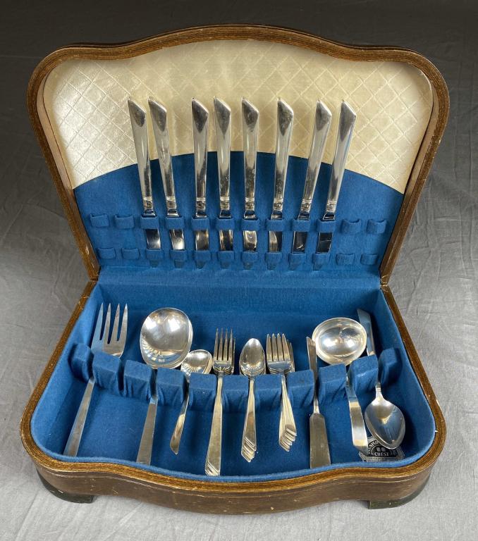 Heritage Midcentury Modern Silver Flatware Set (1 of 8)