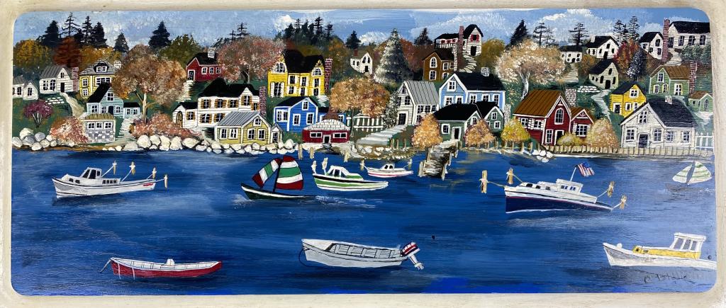 Primitive Oil on Board Harbor Scene C. Dillon (1 of 7)