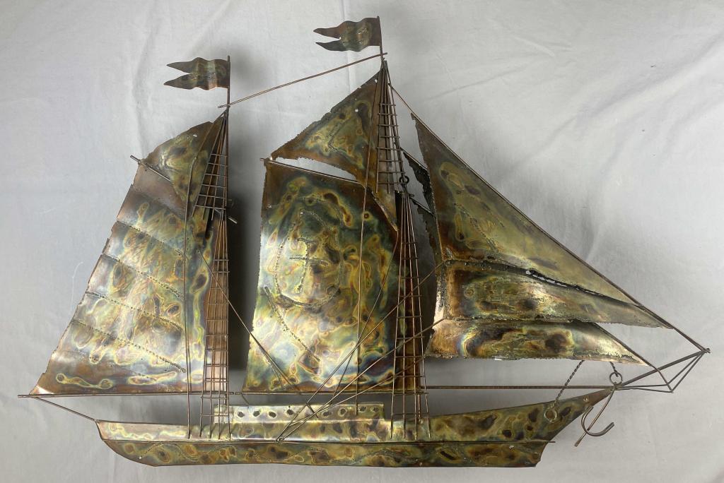 Large Midcentury Brutalist Ship Wall Sculpture (1 of 4)