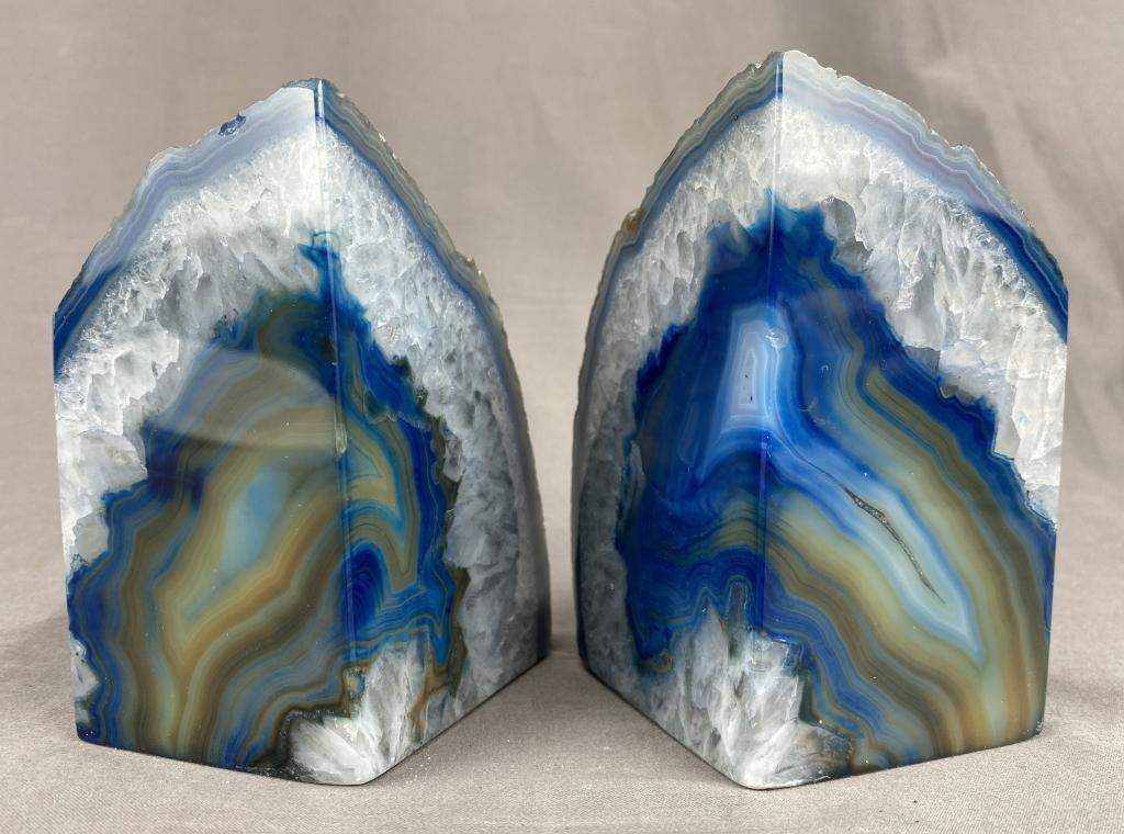 Polished Blue Agate Geode Bookends (1 of 4)
