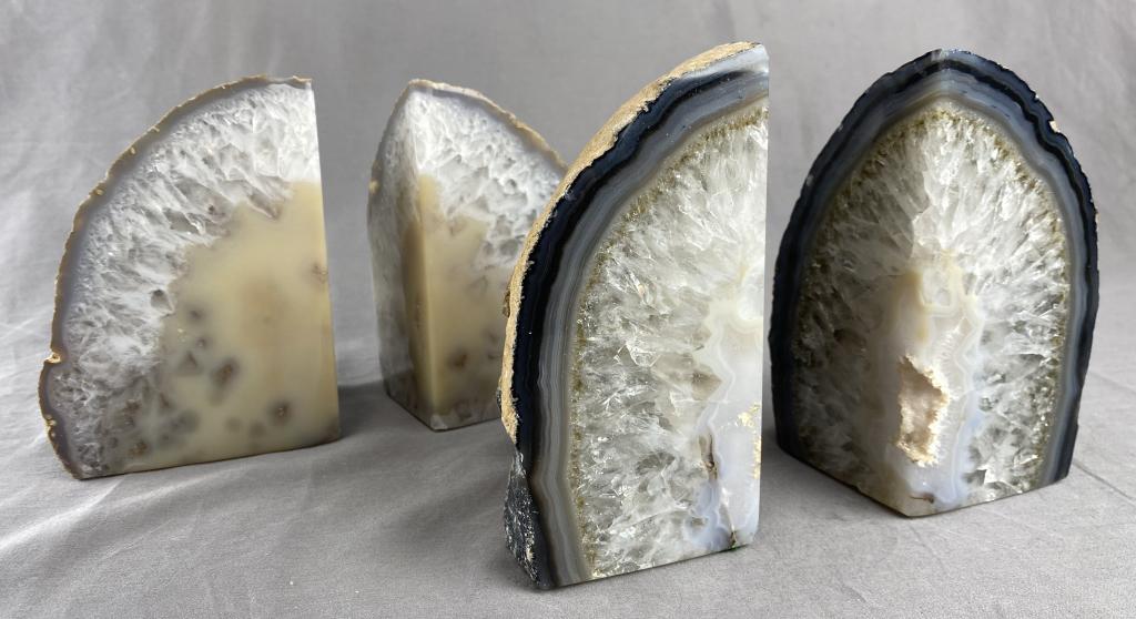 2 Pairs of Polished Agate Stone Specimen Bookends (1 of 3)