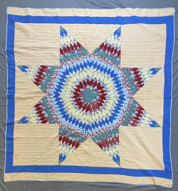 Vintage Hand Stitched Texas Star Quilt 78" x 81" (1 of 9)
