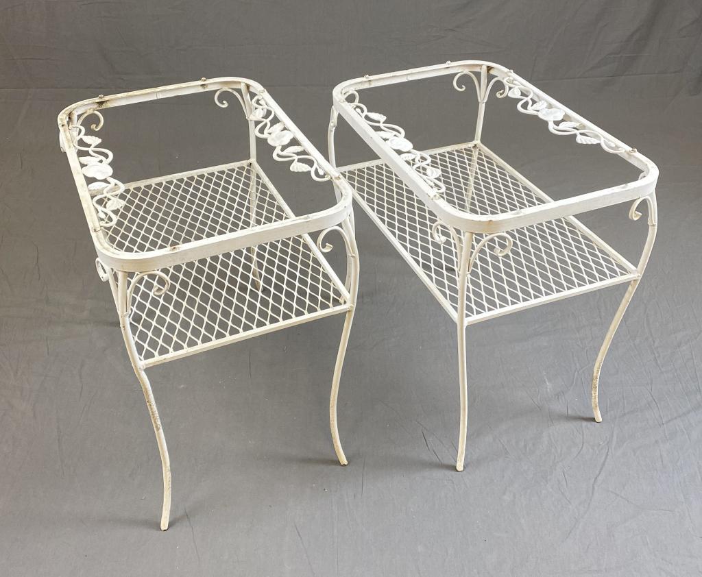 Pair Woodard Chantilly Rose Iron End Tables (1 of 3)