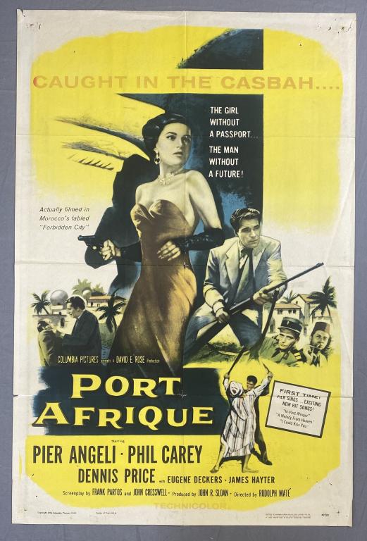"Port Afrique" Pier Angeli, Phil Carey 1956 Poster: Original theatrical movie poster. 41" x 27"
