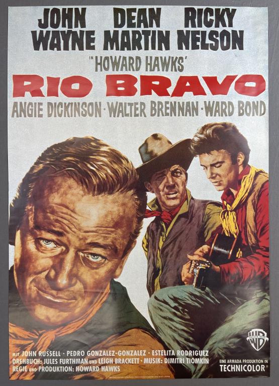 "Rio Bravo" John Wayne 1959: Original theatrical movie poster for "Rio Bravo". Starring John Wayne, Dean Martin and Ricky Nelson. 41"x27".