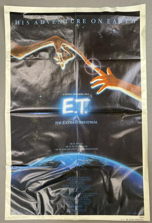 "E.T. The Extra-Terrestrial" Dee Wallace 1982: Original theatrical movie poster for "E.T. The Extra-Terrestrial". Starring Dee Thomas, Peter Coyote and Henry Thomas. 40"x 27".